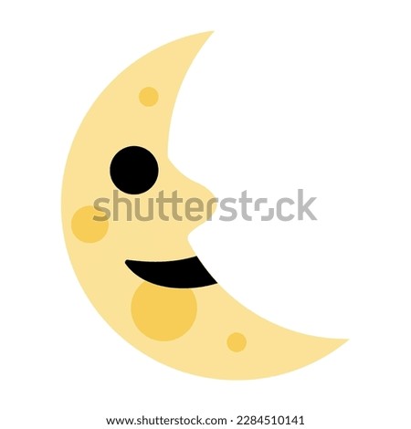 Isolated Last Quarter Moon Face Vector Icon, Emoji, Emoticon