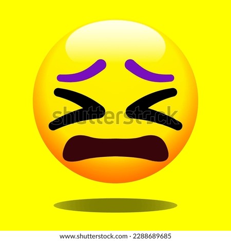 Vector illustration of the confounded face 3D emoji cartoon