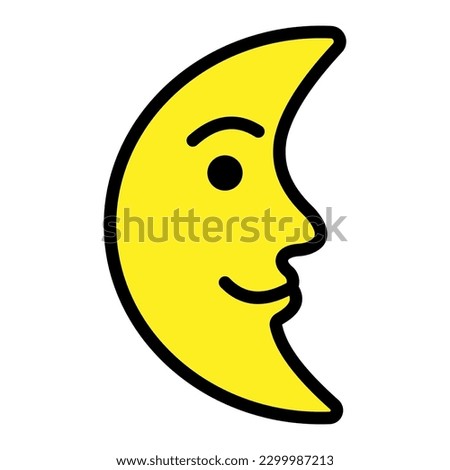 Last quarter moon face vector flat icon. Isolated last quarter face emoji illustration