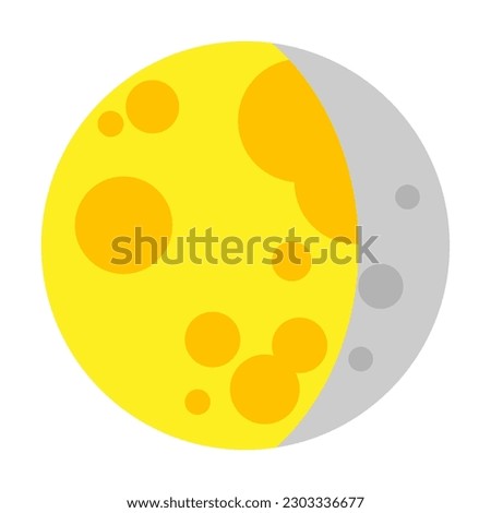 Waning Gibbous Moon Icon Isolated Vector. Emoji Waning Gibbous Moon Illustration On White Background