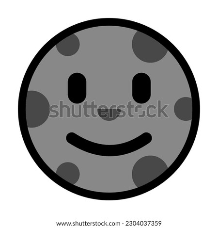 New Moon With Face Icon Isolated Vector. Emoji New Moon Face Nature Illustration On White Background.