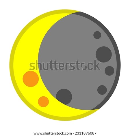 Waning crescent moon icon emoji vector design isolated on white background