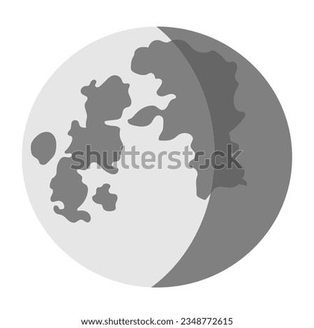 Waning gibbous moon icon emoji isolated vector illustration on white background. Moon symbol