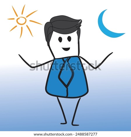 Day Night Stick Man vector design