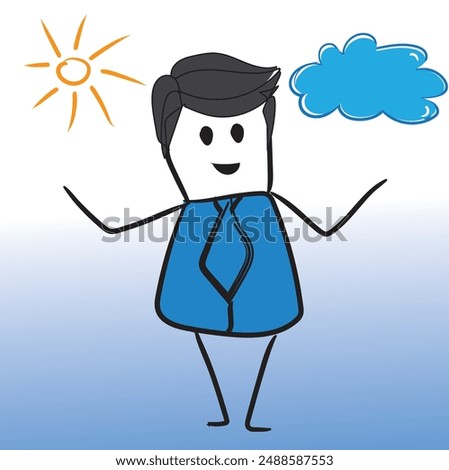 Day Cloud Stick Man vector design