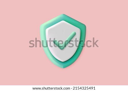 3d security safe icon. 3D shield protection icon with check for online payment on pink background concept. user account for 3d security with payment protection on isolated pastel background