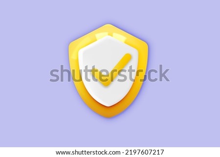 3d security safe icon. 3D shield protection icon with check for online payment on pastel background concept. user account for 3d security with payment protection on isolated pastel background
