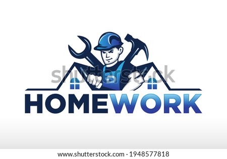 Home House Repair Build Handyman Work Logo Design Vector Icon Illustration.