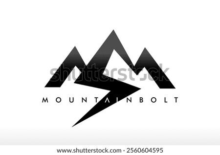 Electric Lightning Bolt House Shape Mountain Logo Design Vector Icon Emblem Symbol Stock Illustration brand identity electric house logo design electric icon symbol house business company energy power