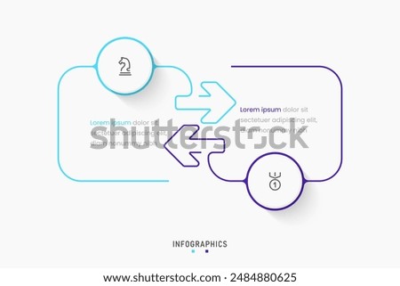 Vector Infographic label design template with icons and 2 options or steps. Can be used for process diagram, presentations, workflow layout, banner, flow chart, info graph.