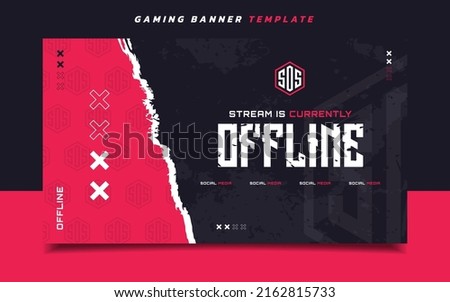 Stream Offline Gaming Banner Screen Template with Logo for Social Media