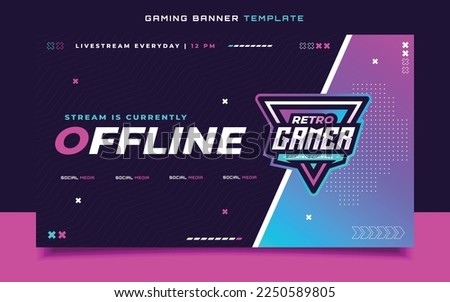 Stream Offline Gaming Banner  Template with Logo for Social Media Flyer