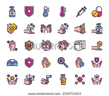 healthcare icon set vector logo illustration in flat style