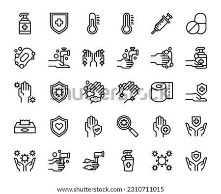 healthcare icon set vector logo illustration in outline style