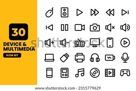 Multimedia and Device icon set vector illustration