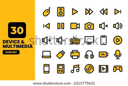 Multimedia and Device icon set vector illustration