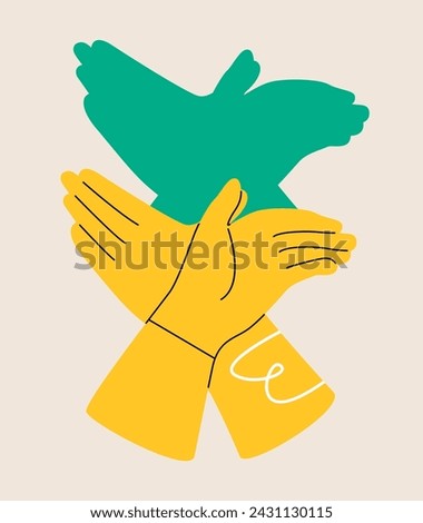 Similar – Image, Stock Photo Two shadows hands in red and green light circle.
