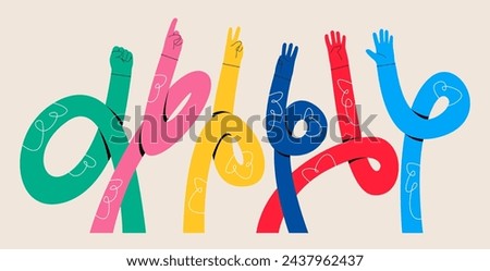 Hand count. Funny long hands counting zero to five. Colorful flat vector illustration
