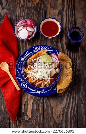 Similar – Image, Stock Photo Pozole typical mexican food