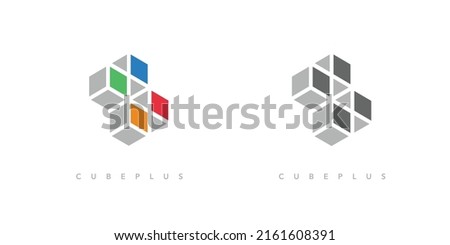 Modern and attractive Cube plus logo design