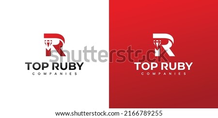 Ruby logo design with R initials is modern and luxurious