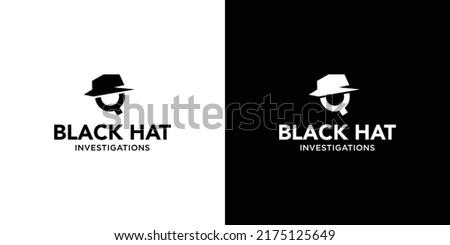 Modern and unique black hat detective illustration logo design 4