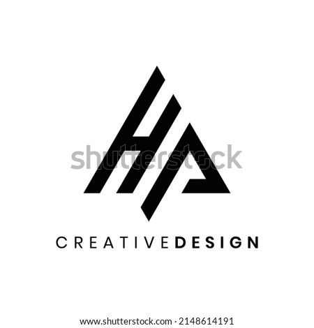 Modern triangle letter HP logo design vector