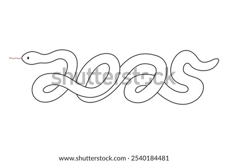 Line drawing snake turning 2025 towards the left