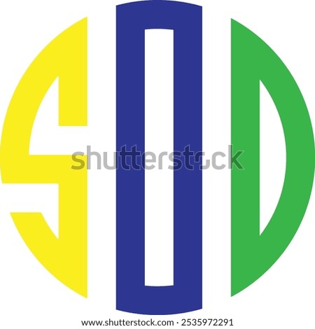 SOD logo design multi color with white background 