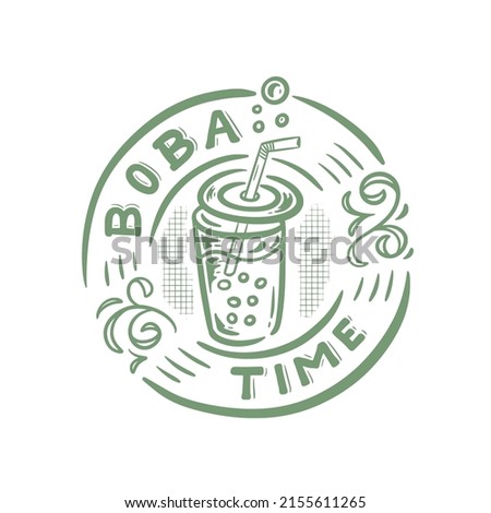 boba time drinking illustration logo