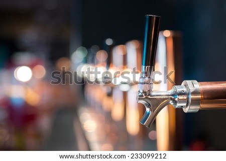 Beer tap in a row