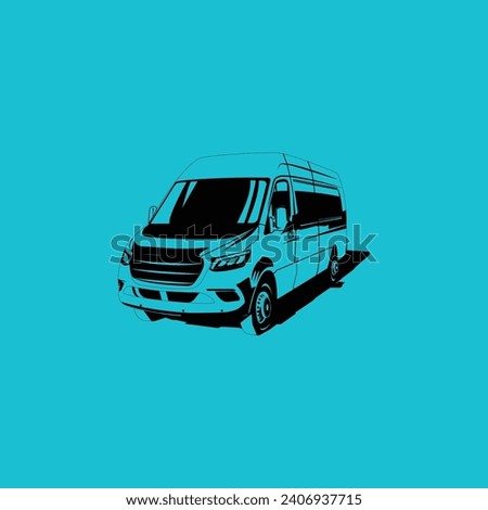 van front view icon vector on aqua background, van front view trendy filled icons from Transportation collection, van front view vector illustration shiloutte