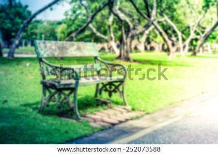Abstract blur background of seating in the park