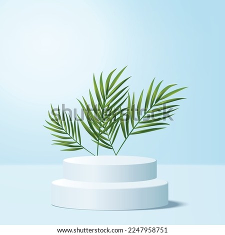 Similar – Image, Stock Photo Empty platform with plant leaves on beige background