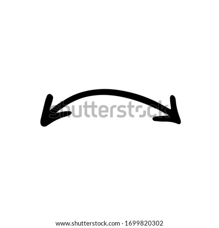 Black double end arrow vector icon. Hand-drawn vector illustration