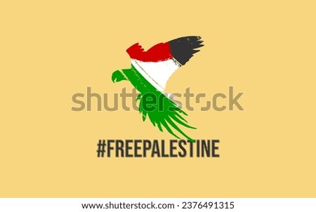 Free Palestine the bird with national color. Pray for Palestine flag wallpaper, poster, flyer, banner, t-shirt, post vector illustration