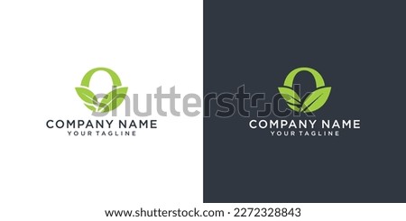 Initial Letter O with leaf luxury logo. Green leaf logo template vector design.