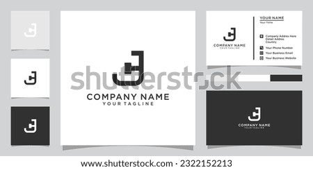 CJ or JC initial letter logo design vector with business card design