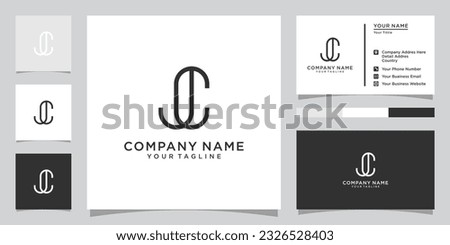 JC or CJ initial letter logo design vector with business card design