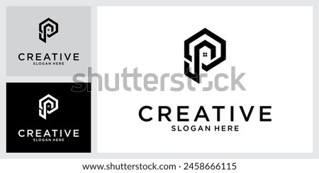 Initial letter P with home vector logo design concept.