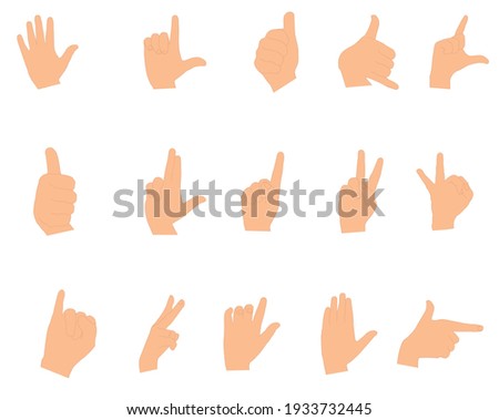 Set of different hand gestures. Hand sign. Vector illustrations of hand gesture. Sign Language. 