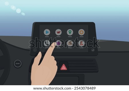 hand handling the car play screen