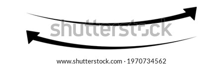 Long black curved arrows. A set of two arrows pointing up left and up right. Trendy black arrows in a flat style. Vector illustration.