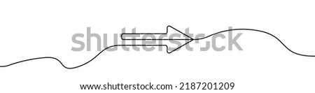 Arrow pointing right, line continuous drawing vector. One line Arrow pointing right, vector background. Arrow pointing right, icon. Continuous outline of a Arrow pointing right.