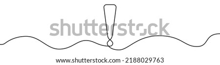 Exclamation mark line continuous drawing vector. One line exclamation mark vector background. Exclamation mark icon. Continuous outline of a exclamation mark.