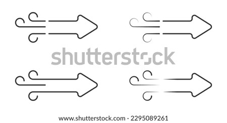 Black arrows vector set. Arrows with tails from the wind vector. Wind arrows vector.