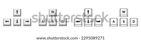 Computer keys vector set. Computer buttons arrows and letters vector. Gamer keys on the keyboard.