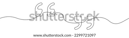 Comma, quote sign line continuous drawing vector. One line Comma, quote vector background. Comma, quote icon. Continuous outline of Comma, quote. Linear Commas, quotes design.
