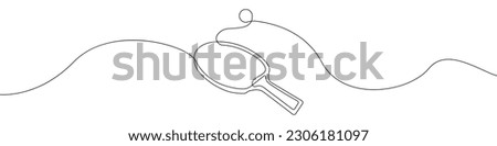 Tennis racket icon line continuous drawing vector. One line Tennis racket icon vector background. Tennis racket with ball icon. Continuous outline of a Tennis racket with ball icon. Linear ping-pong.