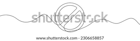 Linear prohibition continuous sign vector. Black stop sign drawn line. The no sign is a continuous line. Vector linear design ban.